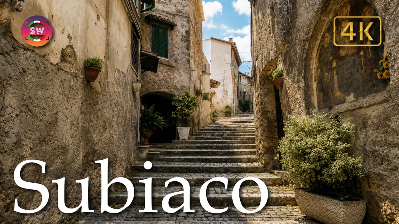 Subiaco (Lazio), Italy【Walking Tour】History in Subtitles - 4K