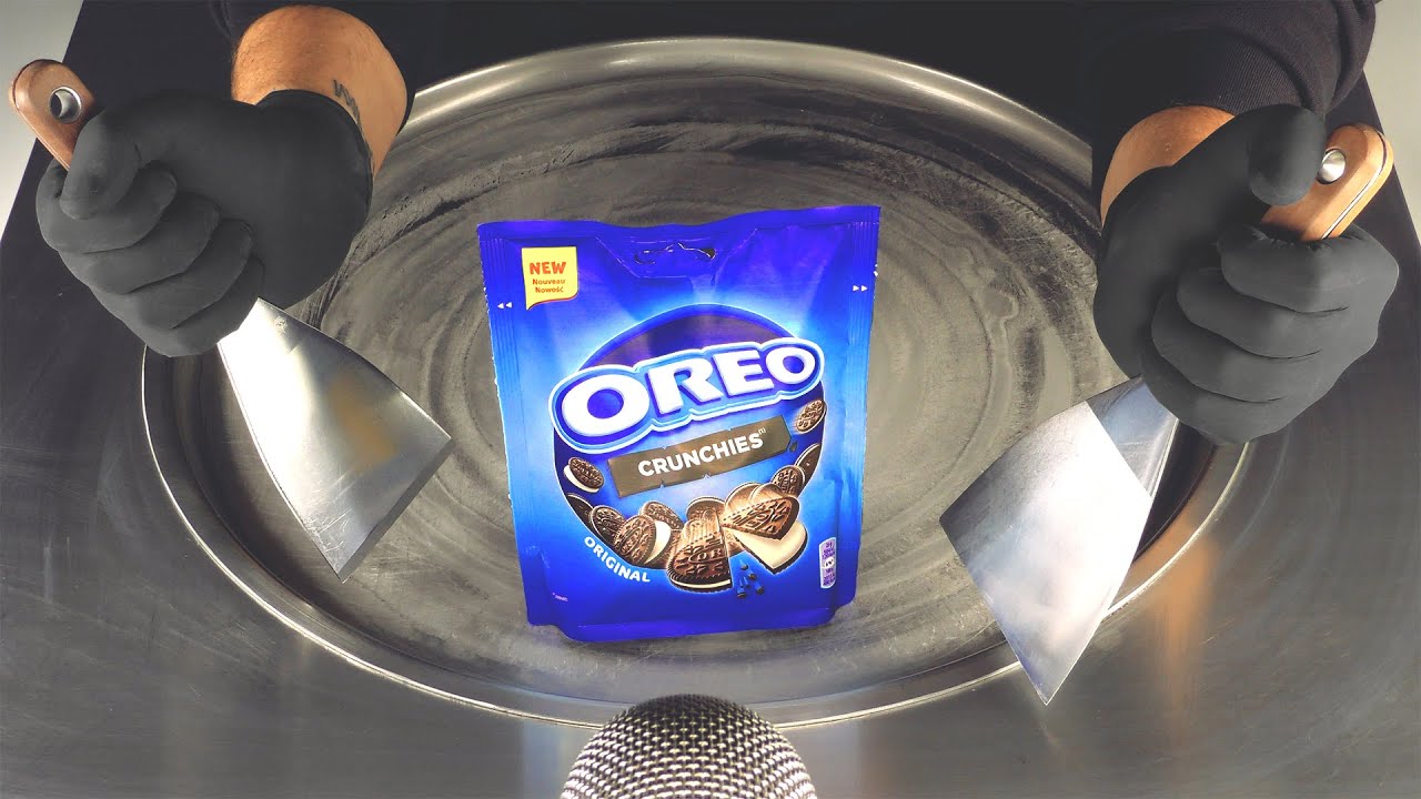 ASMR - OREO Crunchies Ice Cream Rolls | crinkling & crushing Sounds - fast rough ASMR with Cookies