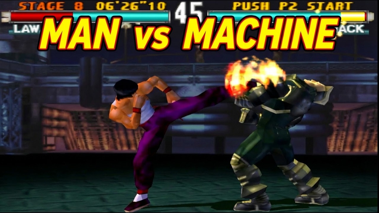 Tekken 3 Law vs Gun Jack – Human Skill vs Robot Power [No Commentary 4K]