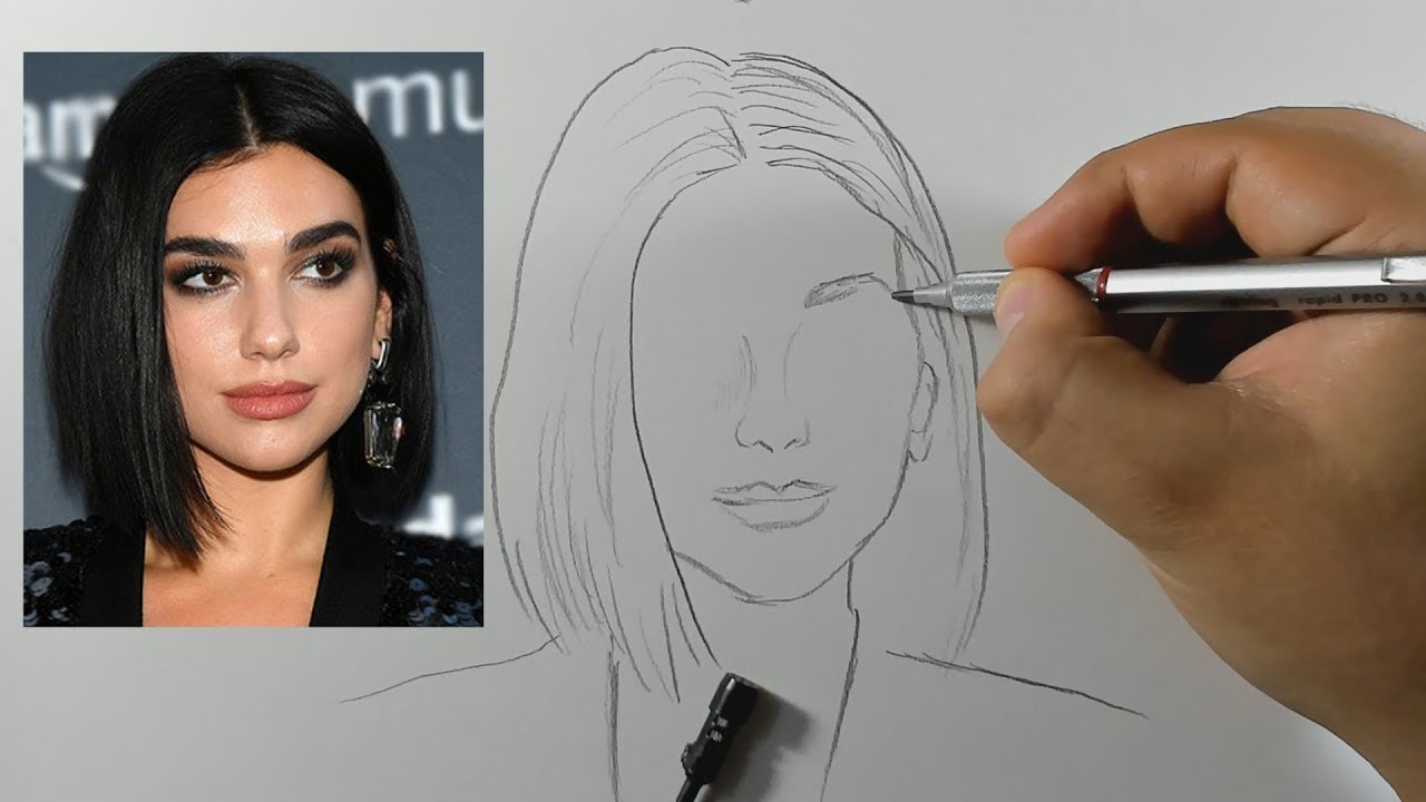 ASMR - Drawing Dua Lipa with Pencil