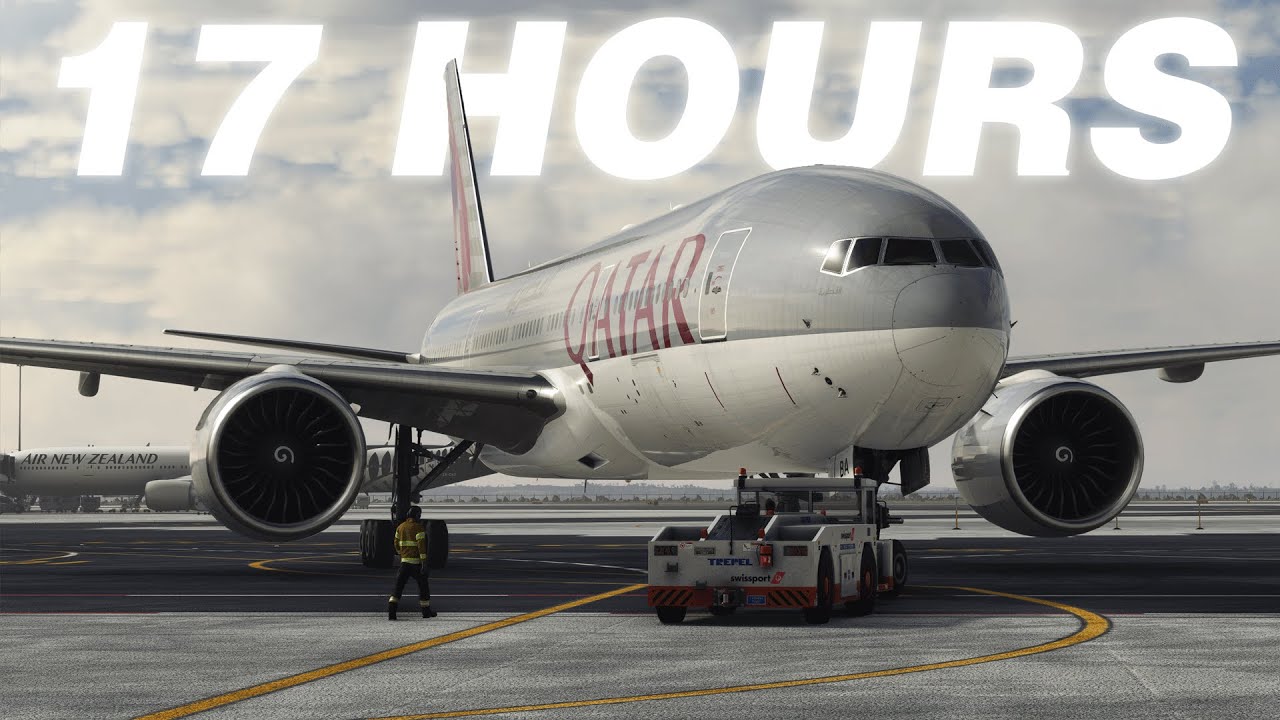 Мой самый длинный перелёт в жизни, AKL—DOH — 17 часов на 777-200LR — RTX 4080 — Microsoft Flight ...