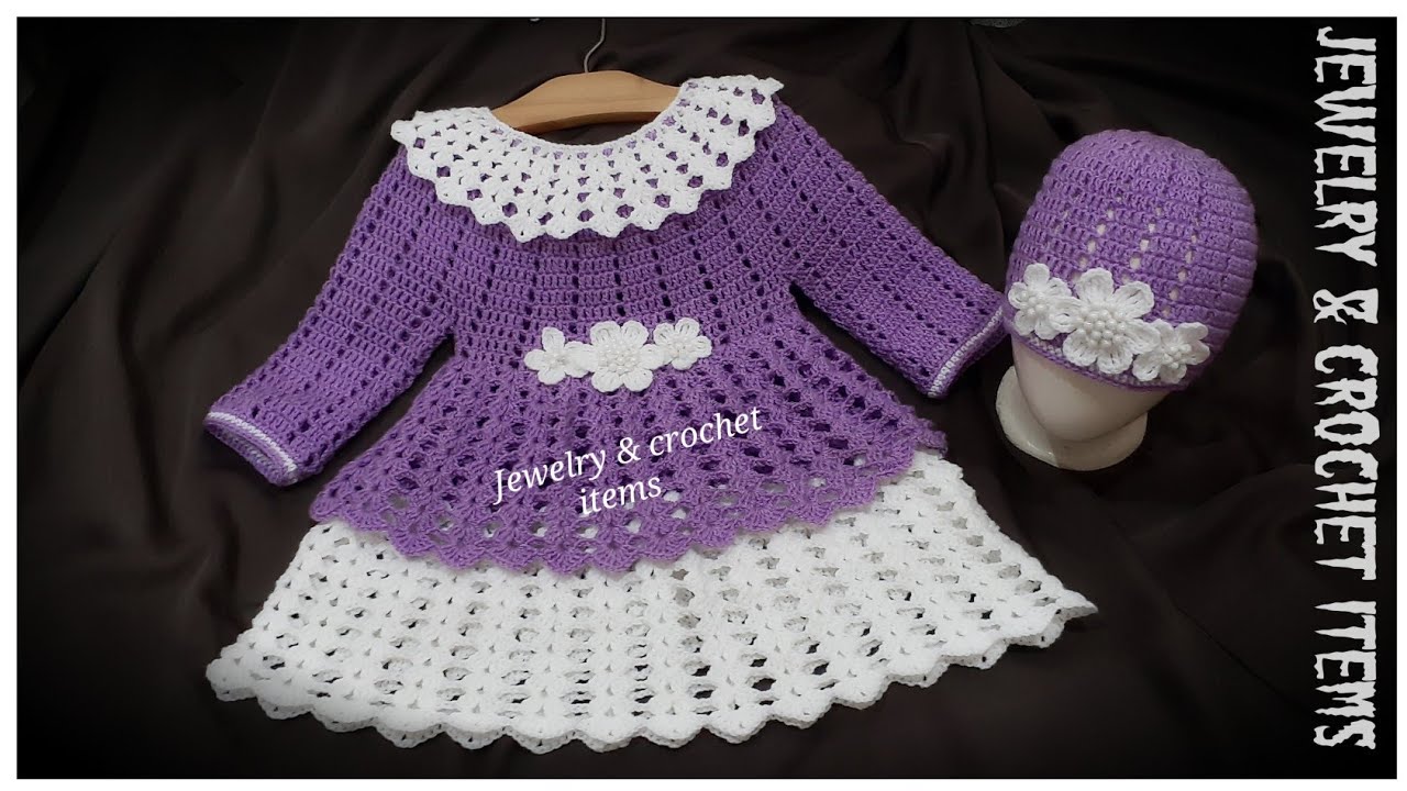 Crochet Collar Frock Tutorial For 1 Year (part 1)