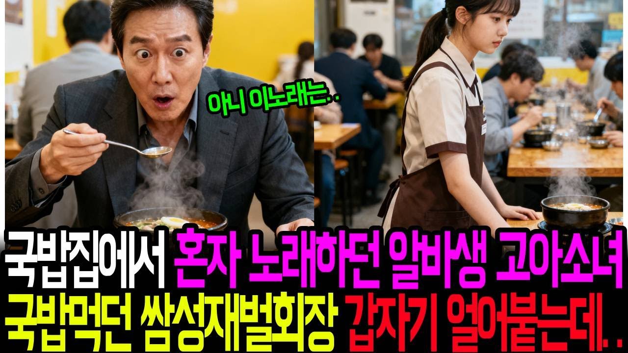 국밥집에서 혼자 노래하던 알바생 고아소녀, 국밥먹던 쌈성식품 재벌회장 갑자기 얼어 붙는데..