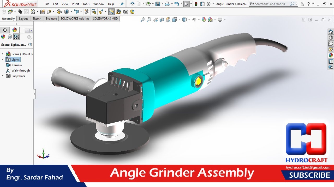 Angle Grinder Assembly and Animation in Solidworks I Tutorial