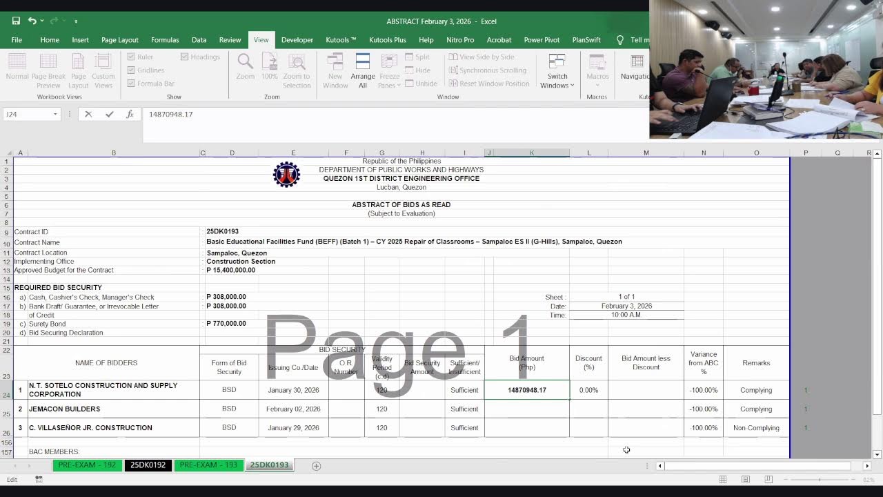 Procurement Livestream for DPWH Quezon 1st DEO on February 03, 2026