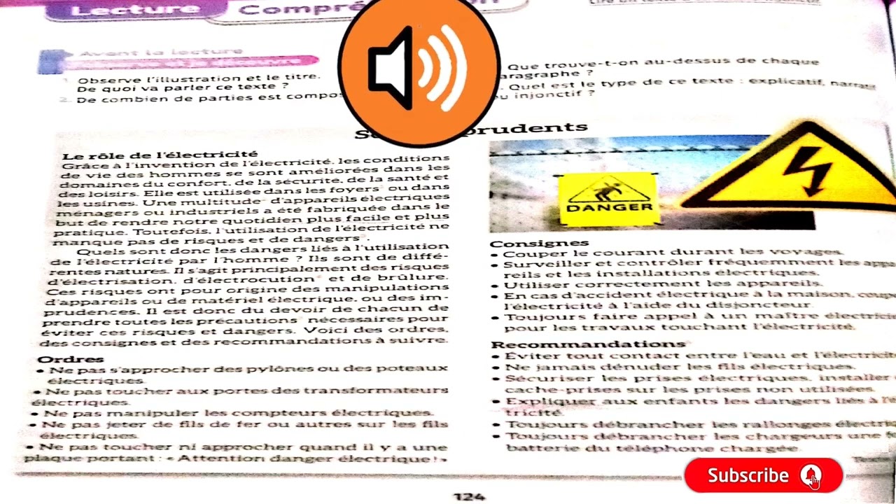 lecture audio / soyons prudents / mes apprentissages 6 année page 124
