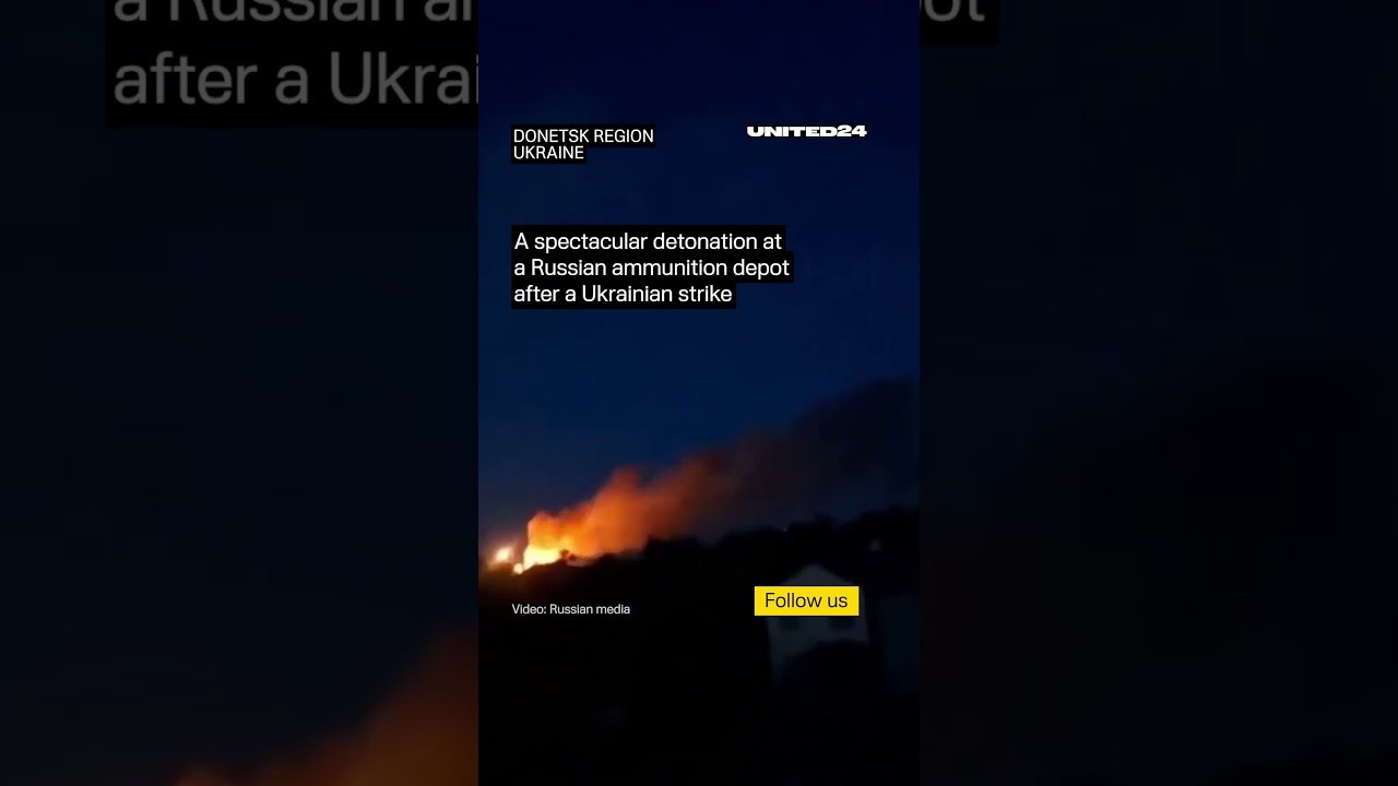 Spectacular Detonation At Russian Ammunition Depot After Ukrainian Strike #warinukraine
