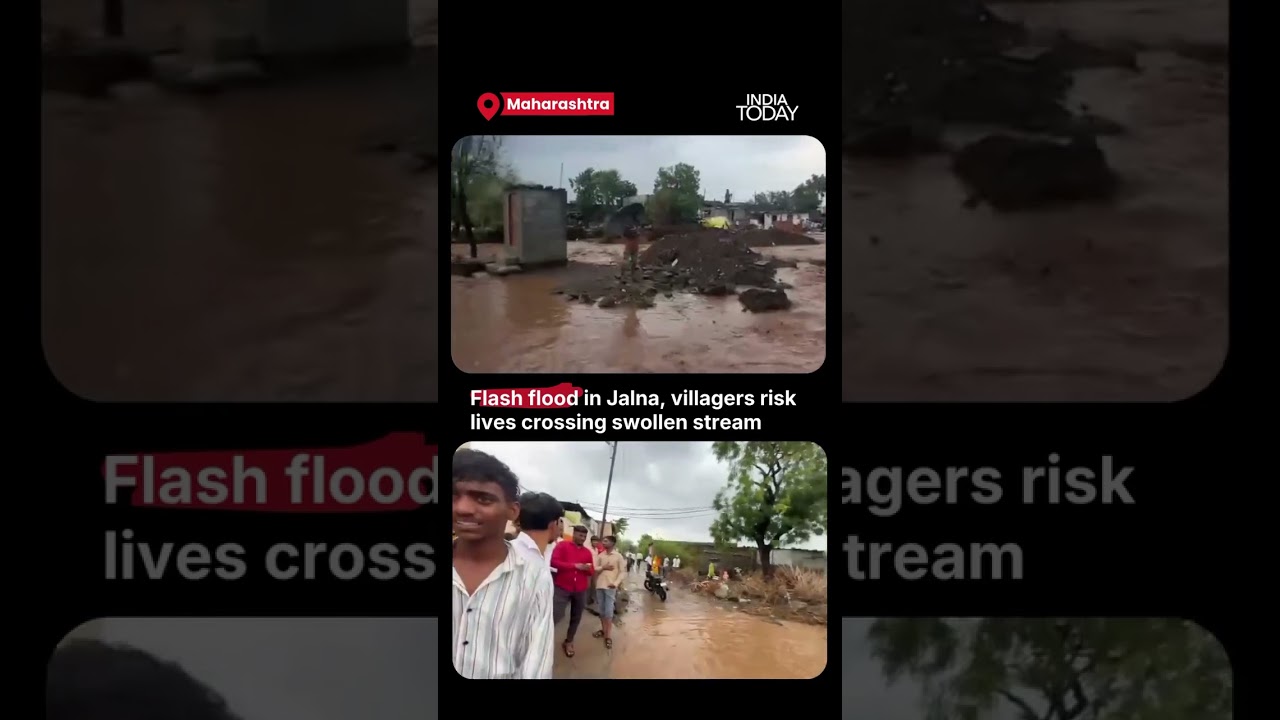 Shocking! Villagers Risk Their Lives as Flash Flood Hits Maharashtra #maharashtra #flood #jalna