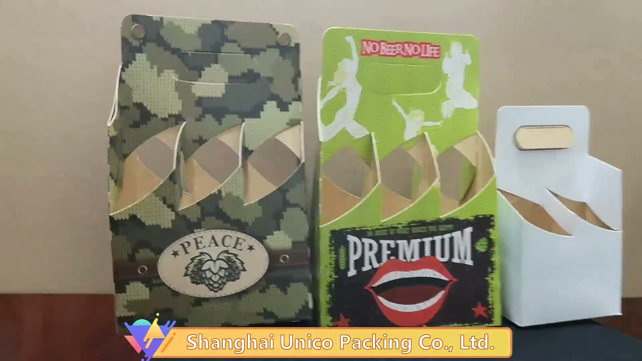 How to Fold Cardboard Bottle Carrier, 4/6 Pack Beer Drinks Beverage Carrier Box Made in China