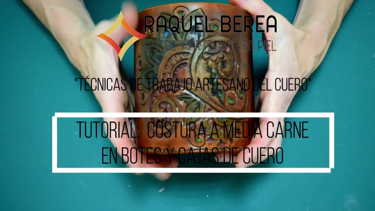 Cómo coser cuero a media carne para hacer botes, cubiletes, cajas redondas etc.
