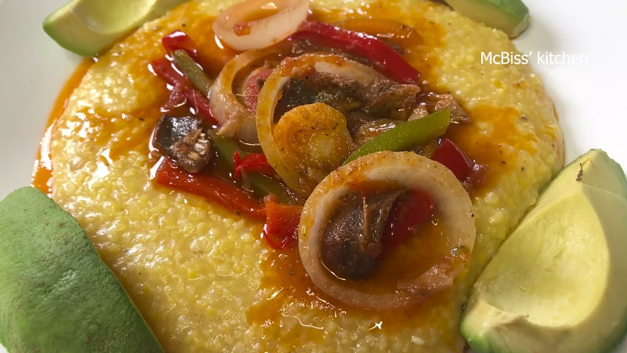 Resèt pa a pa | Mayi moulen ak sòs aransò | Corn and smoked herring in sauce | #foodie #haitian
