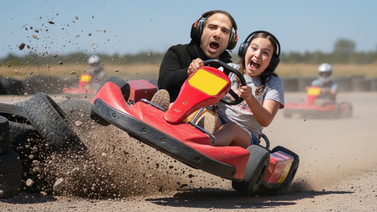 Alisia crashed our go kart