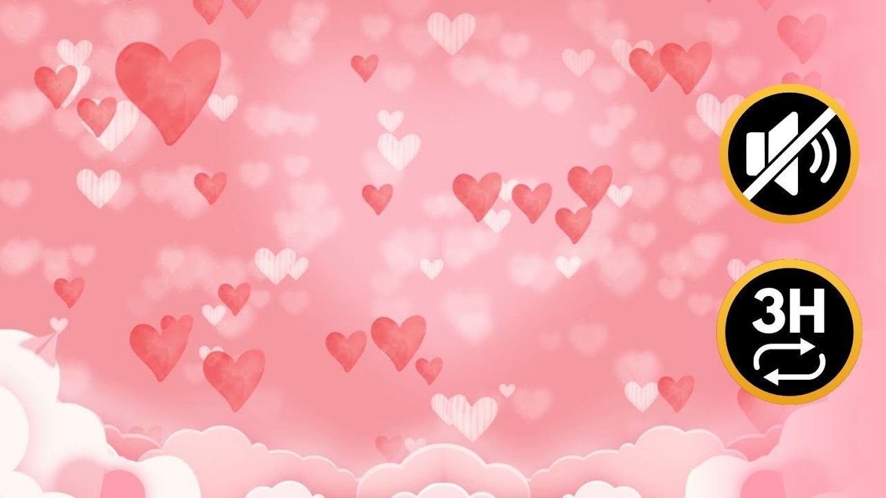 Valentine's Day Screensaver - Mute 3 Hour Loop | Cute Heart Ambient Background | No Audio