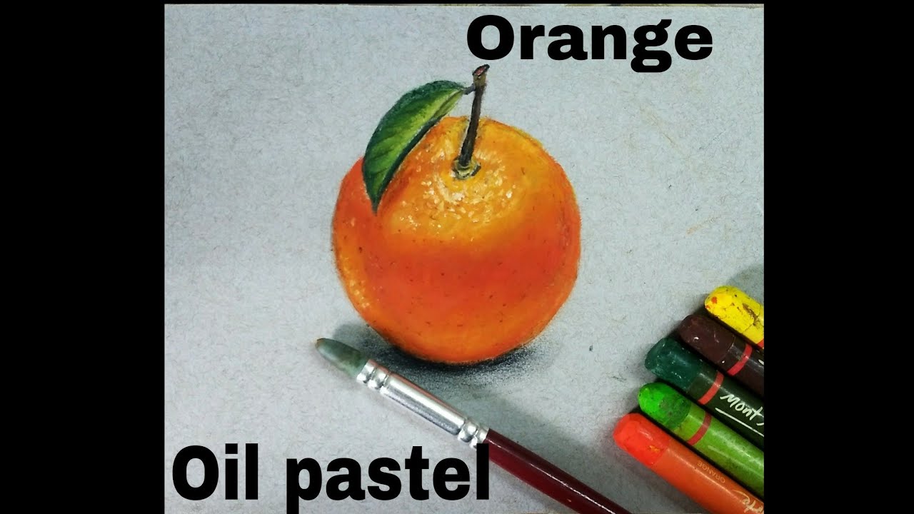 🍊 Orange (fruit), easy oil pastel drawing