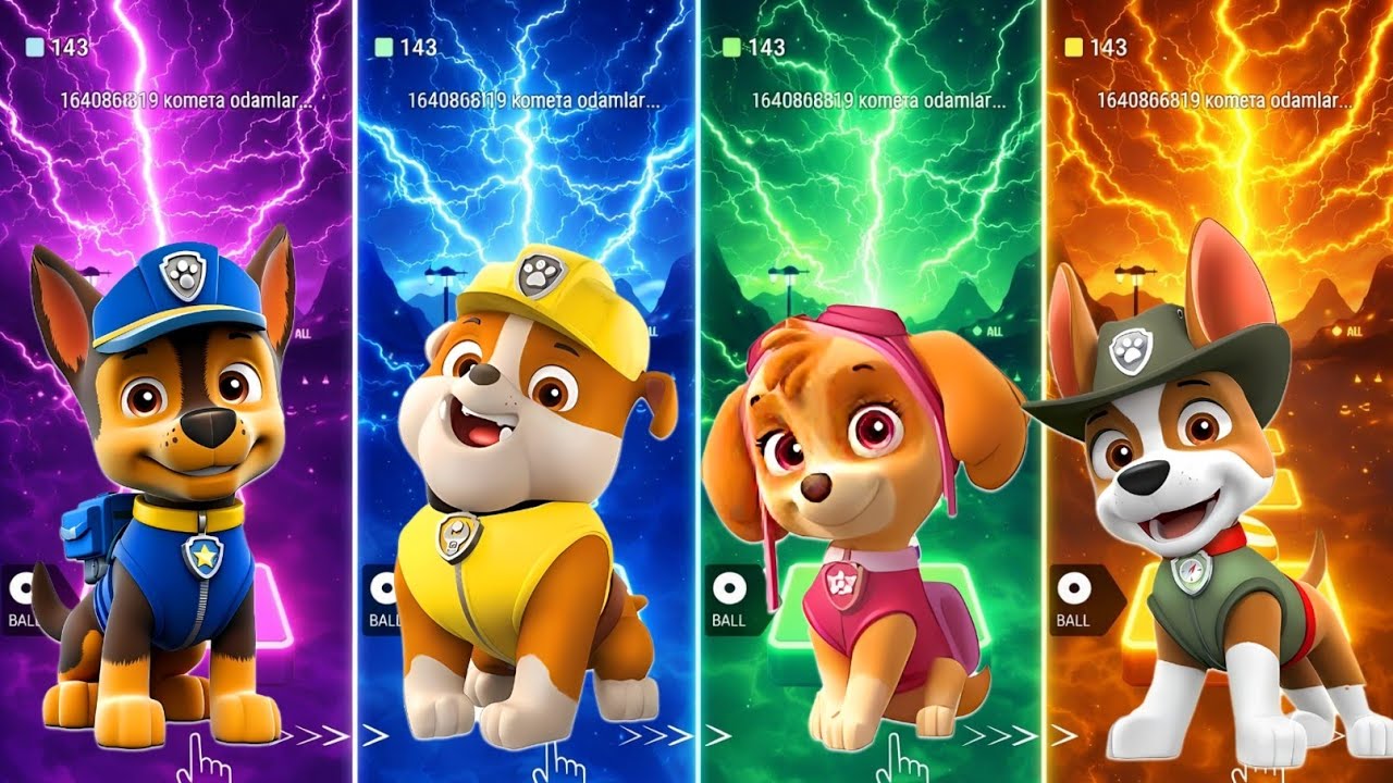 Chase 🆚 Rubble 🆚 Skye 🆚 Rocky ⚡ Tiles Hop Music Jump for Kids🎧