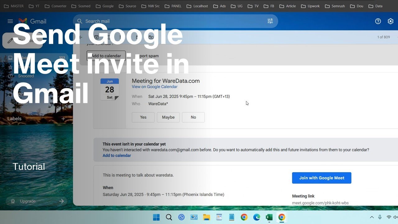 How to send google meet invite in gmail