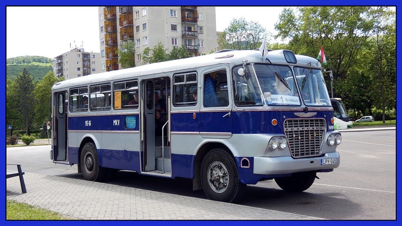 Поездка на автобусе Икарус 620 компании MVK на линии 1 в Мишкольце, Венгрия