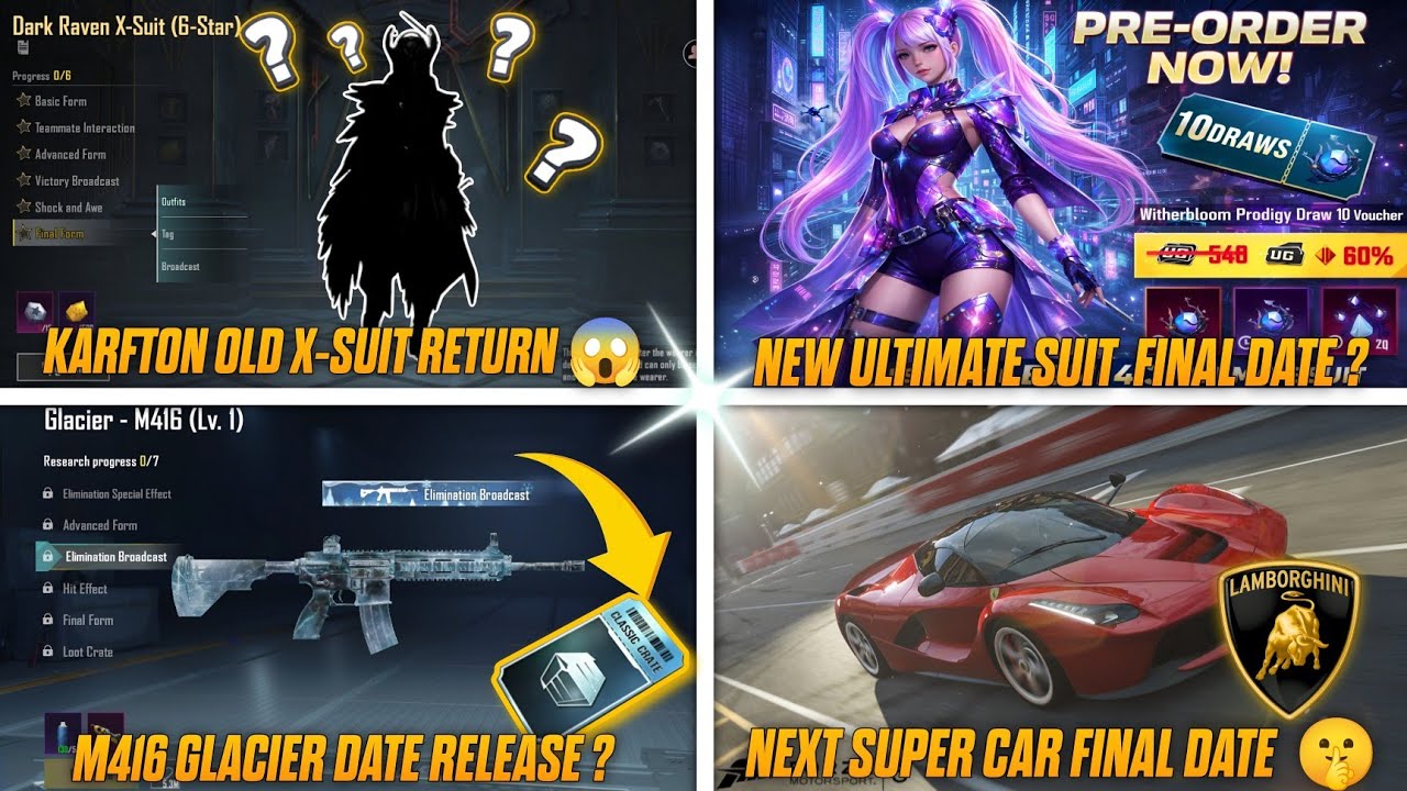 BGMI Upcoming Items 😳 M416 Glacier Return Date + Ultimate Suit + Lamborghini