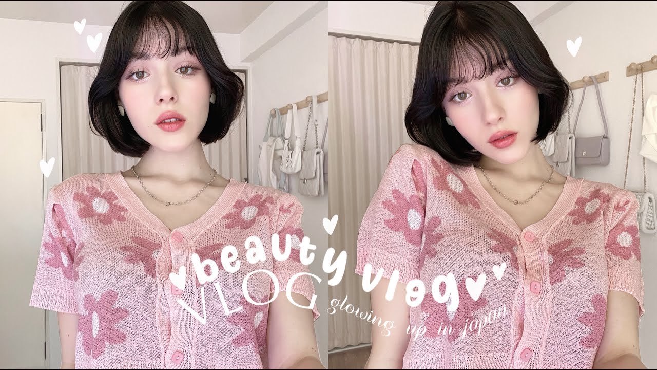 i felt depressed so i glowed up 🌸✂️ japanese styled makeup & nail art & hair ✨