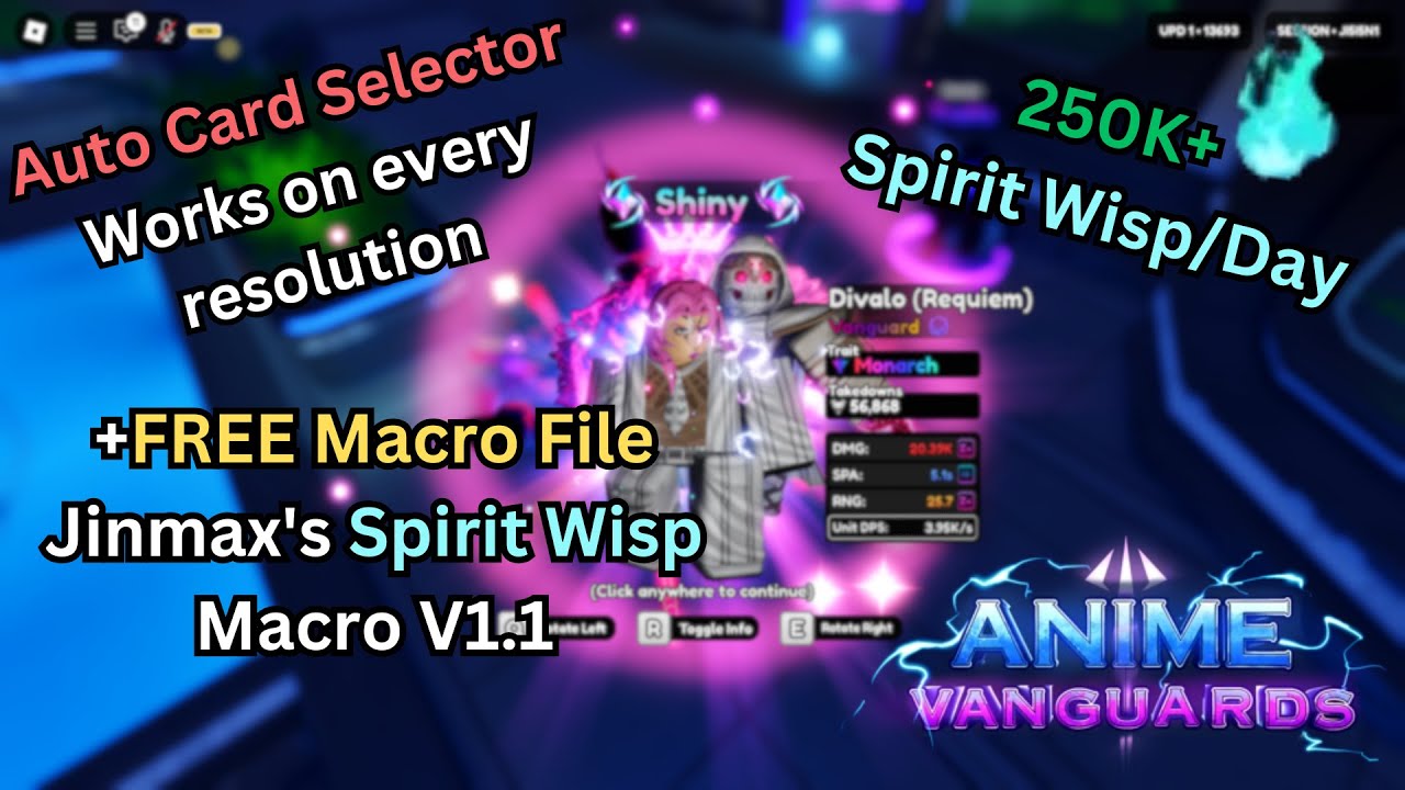 *BEST* FREE 250K/DAY Spirit Wisp MACRO AFK Farm | Anime Vanguards