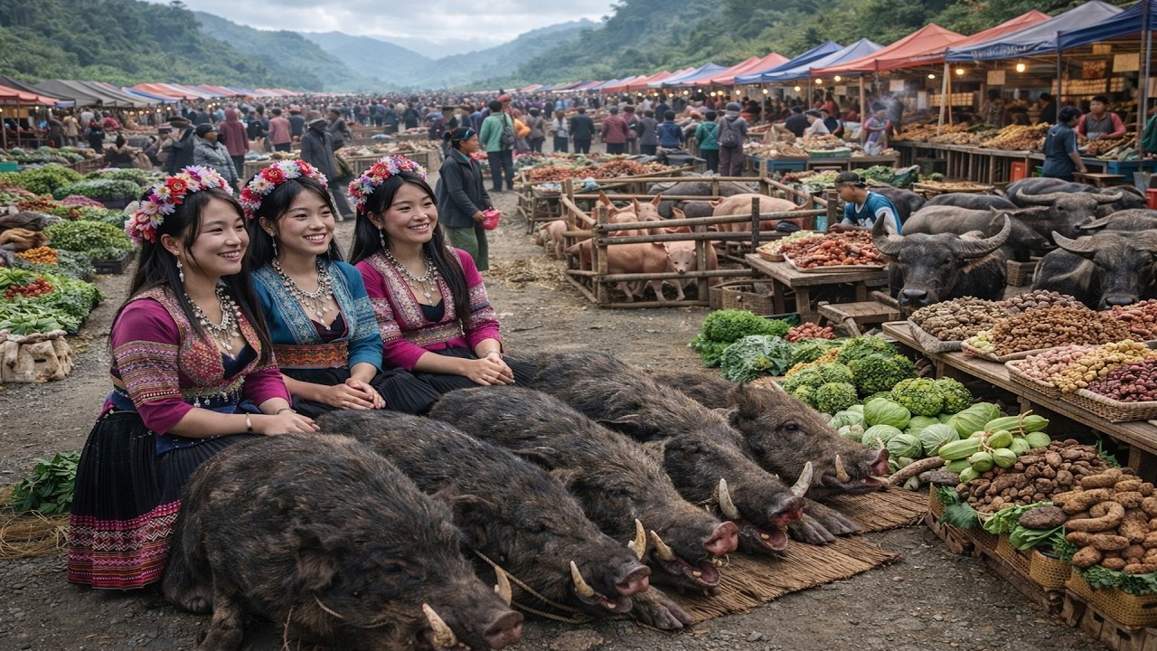 Lively Year-End Northwest Vietnam Market | Irresistible Street Food & Rare Forest Productsp