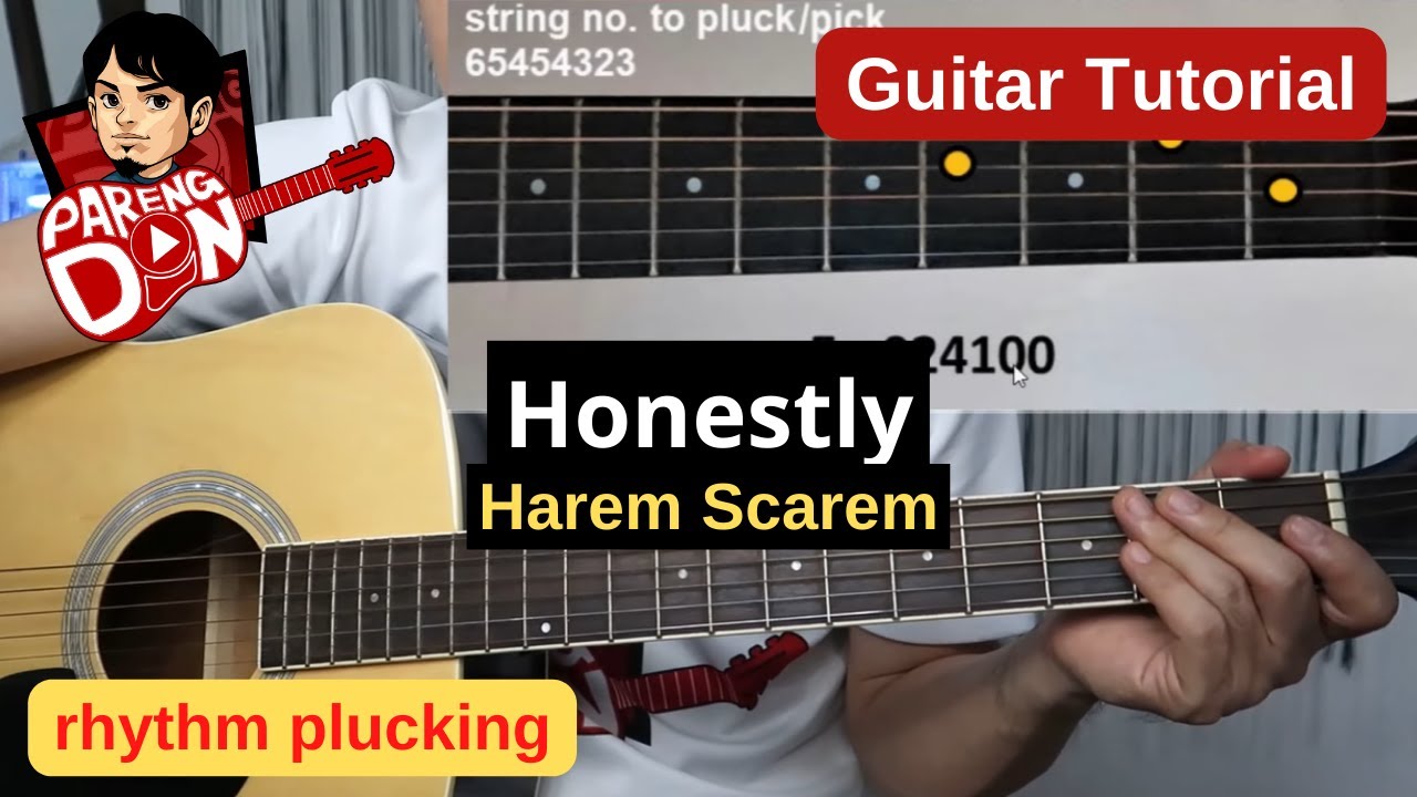 Guitar Plucking Tutorial: Honestly HAREM SCAREM  |  (acoustic version) Eb standard tuning