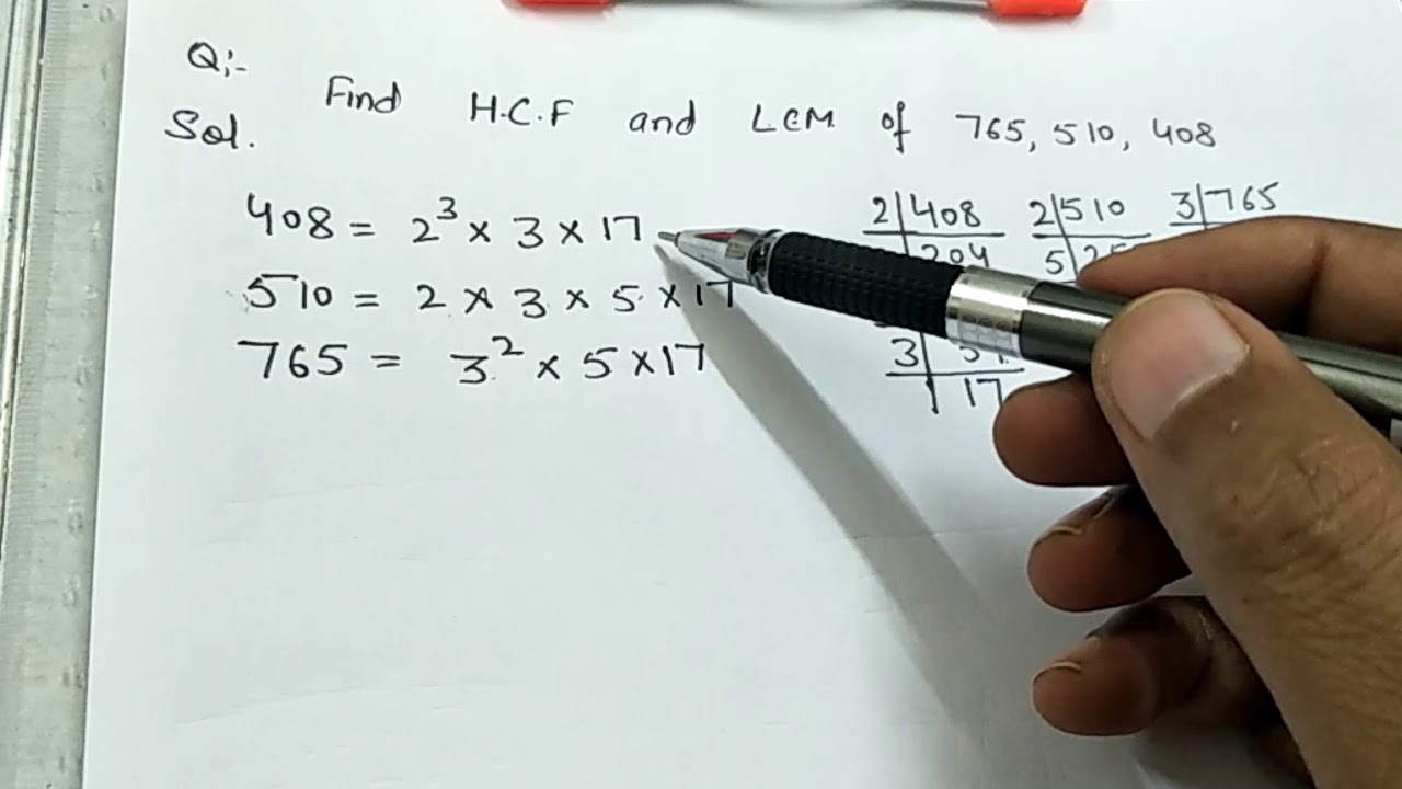 HCF#LCM#three numbers#prime factorisation method