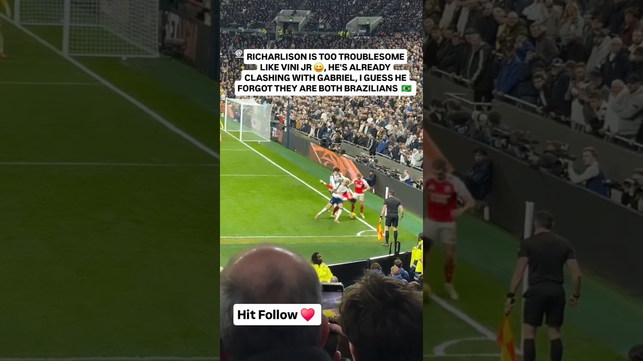 Richarlison clash with gabriel magalhaes 😱