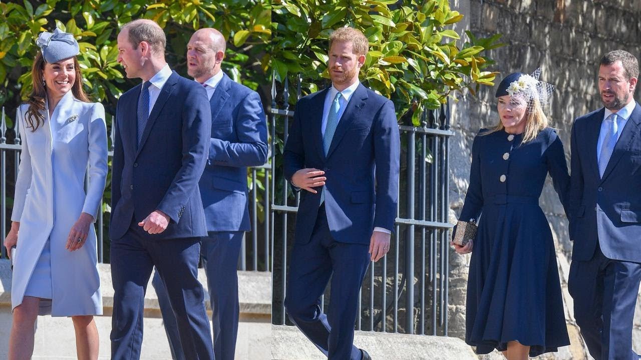 Harry, Wiliiam and Kate attend Easter Service at St Georges Chapel
