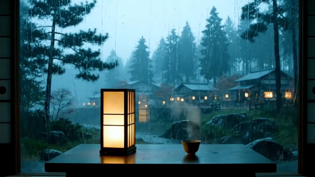 Japan Style House Evening Rain Sounds For Relaxation