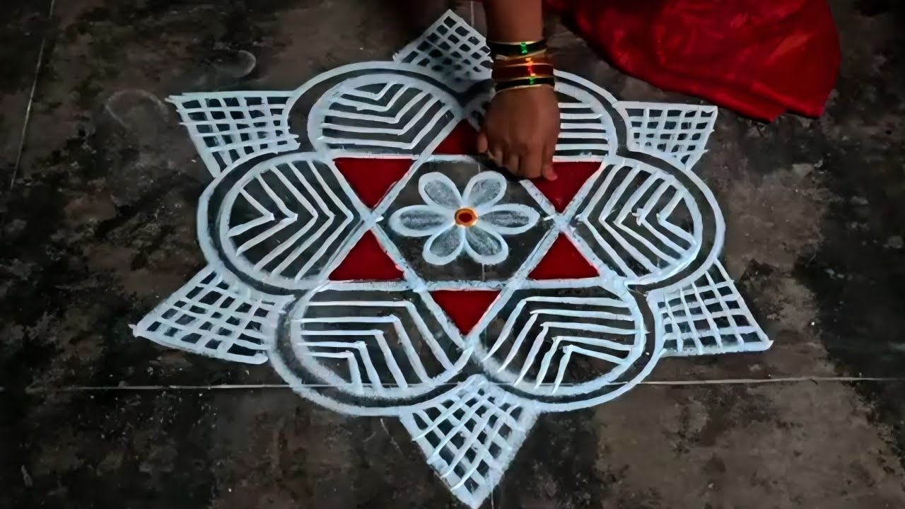 Easy & Simple rangoli design / Traditional  rangoli design 