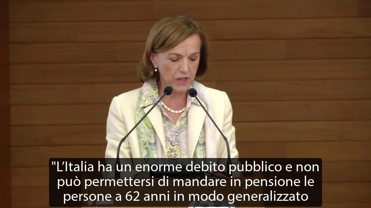 Pensioni, Elsa Fornero spiega perché non si può lasciare a 62 anni
