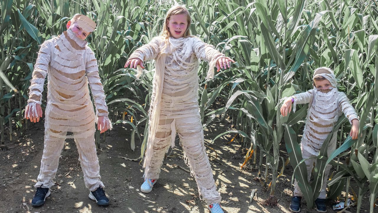 Assistant Plays Mummy Touch with Batboy Ryan in a Corn Maze
