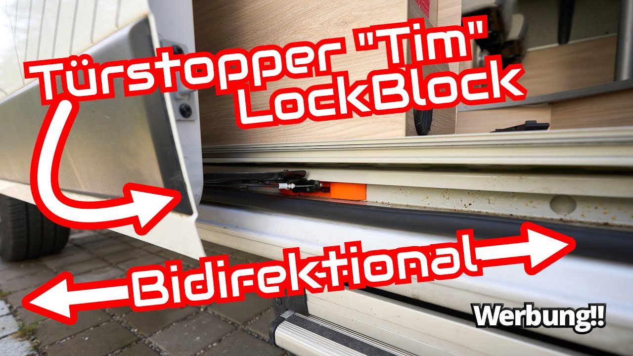 Der LockBlock von Tim als Türstopper für den Ducato