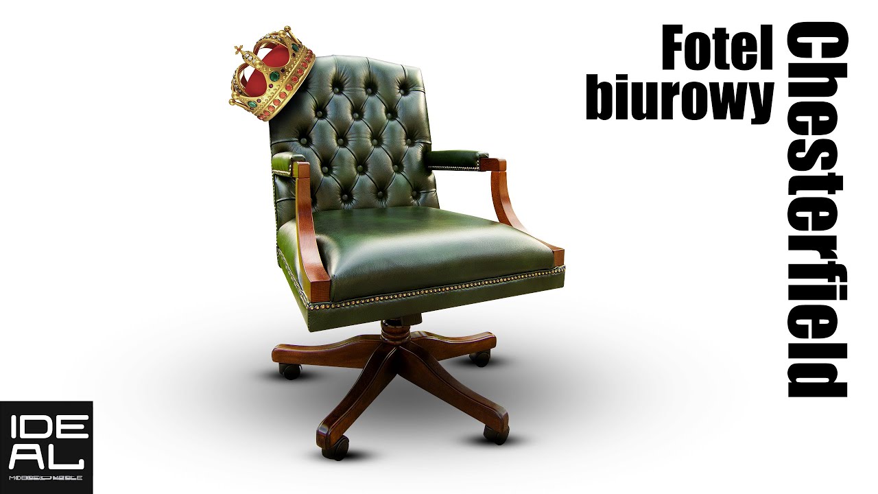 Fotel biurowy chesterfield w sk&oacute;rze obrotowy z regulacją wysokości - fotel prezesa - Morall do biura