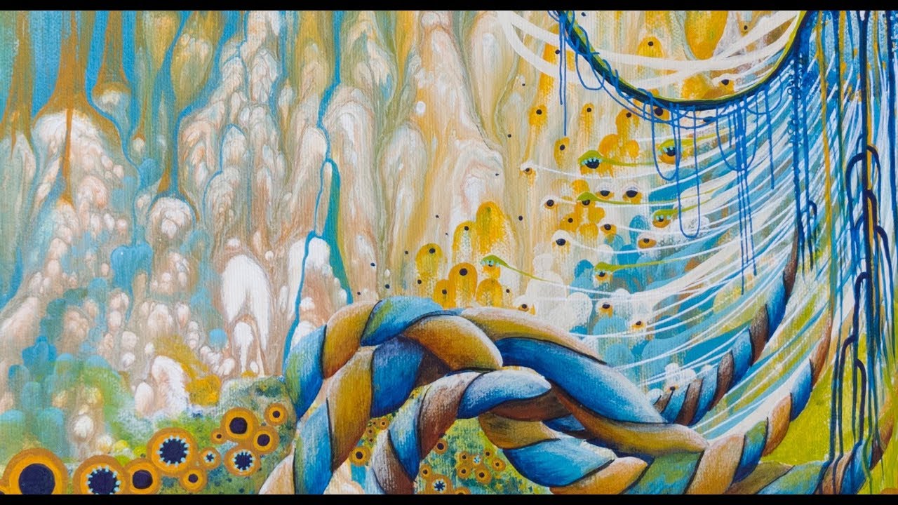 Pouring a background for a painting --Water spray technique--