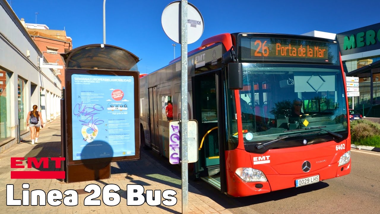 Línea 26 Bus - Valencia, España - Viaje completo