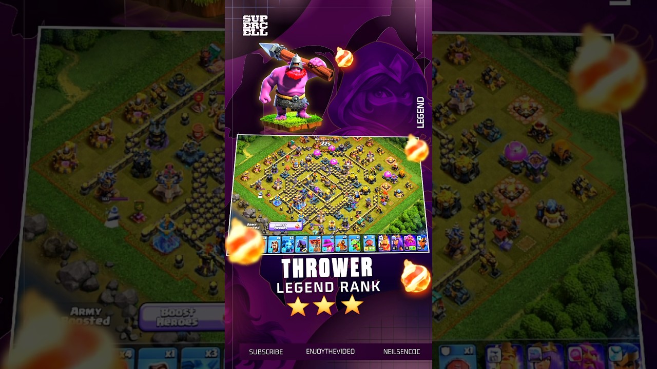 Legend Attack 3 Stars With Thrower #clashofclans #legendleague #th18 #bestarmy
