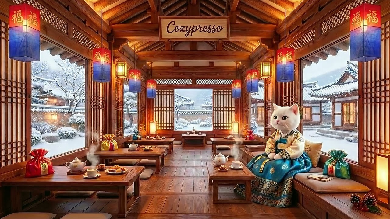 겨울 한옥 카페 집중 BGM｜Cozy Presso 감성 음악 | Winter Hanok Cafe Focus BGM