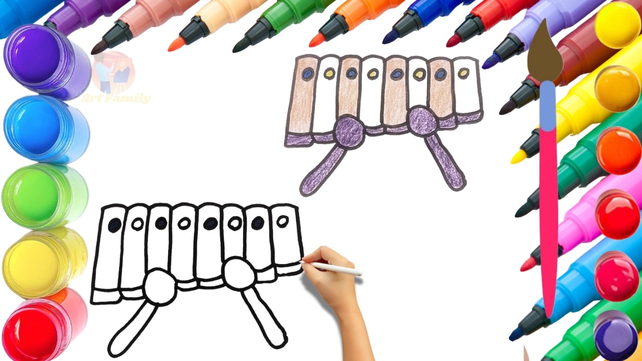 How To Draw cute Xylophone Drawing, Painting & Coloring For Kids and Toddlers_ Child Art 🐋🌈🎨