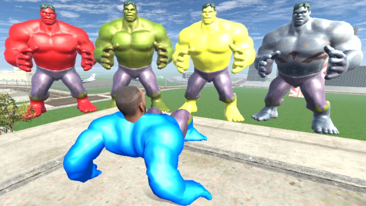 Franklin Blue Hulk Saving His House From Hulk Team - INDIAN BIKES DRIVING 3D