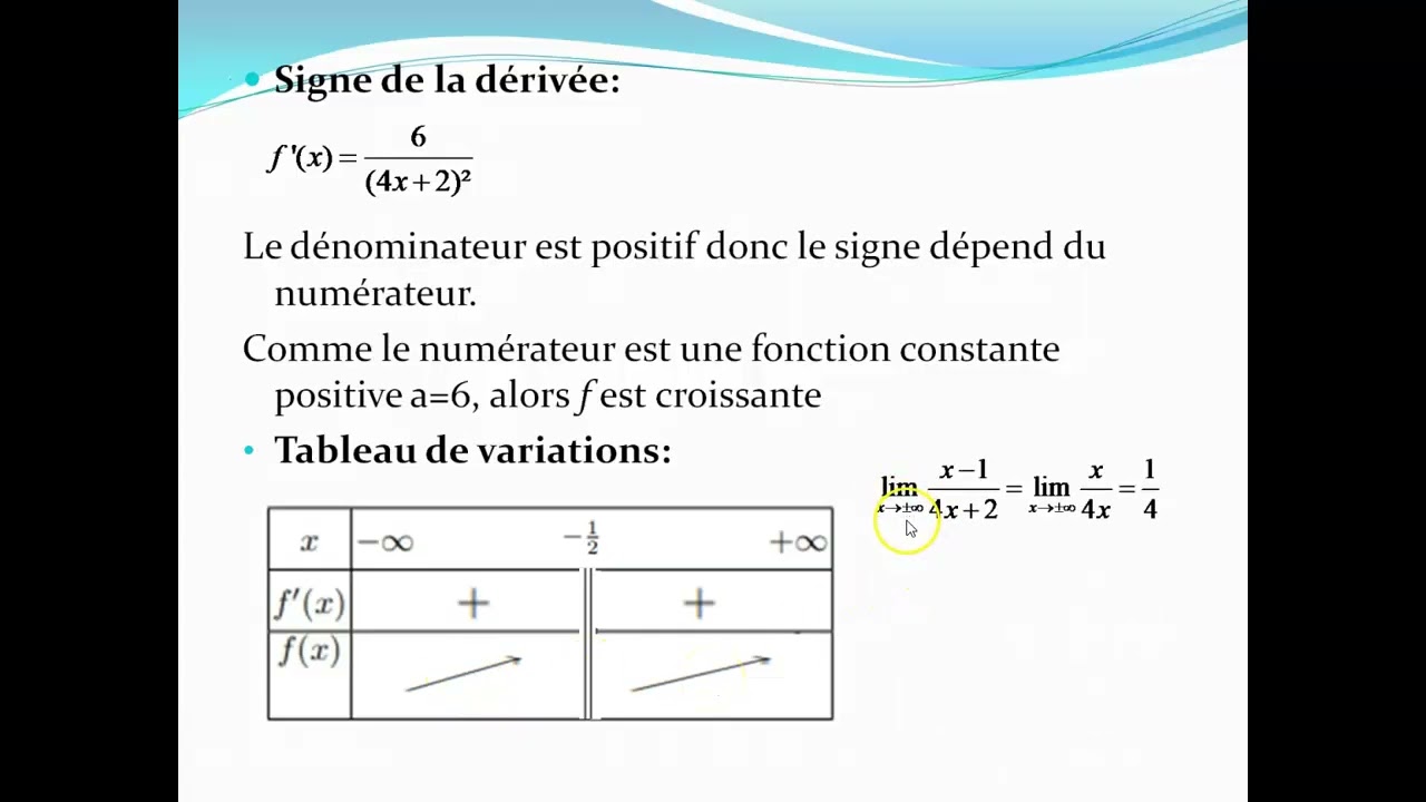 Tableau de variations de fonction rationnelle, ce qu'il faut savoir.