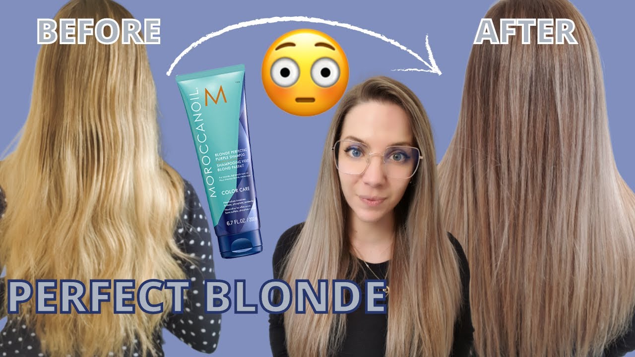 Moroccan Oil PURPLE SHAMPOO before after - PERFECT BLONDE purple shampoo - No more yellow hair !!!