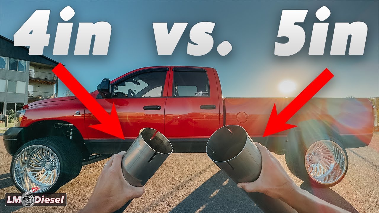 4in vs. 5in Exhaust SOUND on a Compound Turbo 5.9 Cummins!