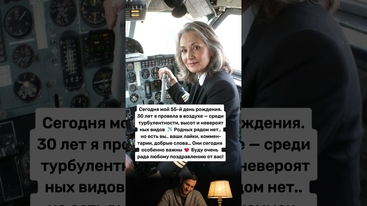Сегодня мне 55 ! и 30 лет в авиации! Рядом нету родных, надежда только на вас мои дорогие!