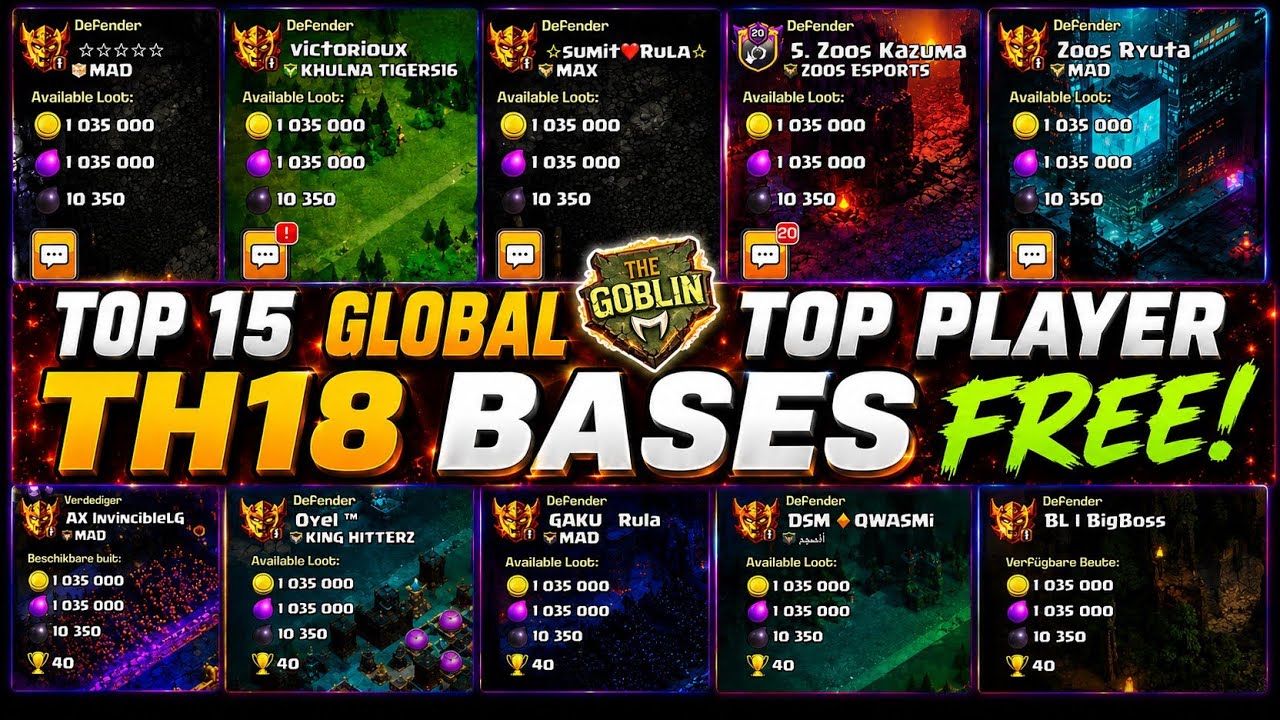TOP 15 Global Top Player TH18 Bases 🔥 | Th18 war base | Th18 legend base | Anti meta & Anti dragon