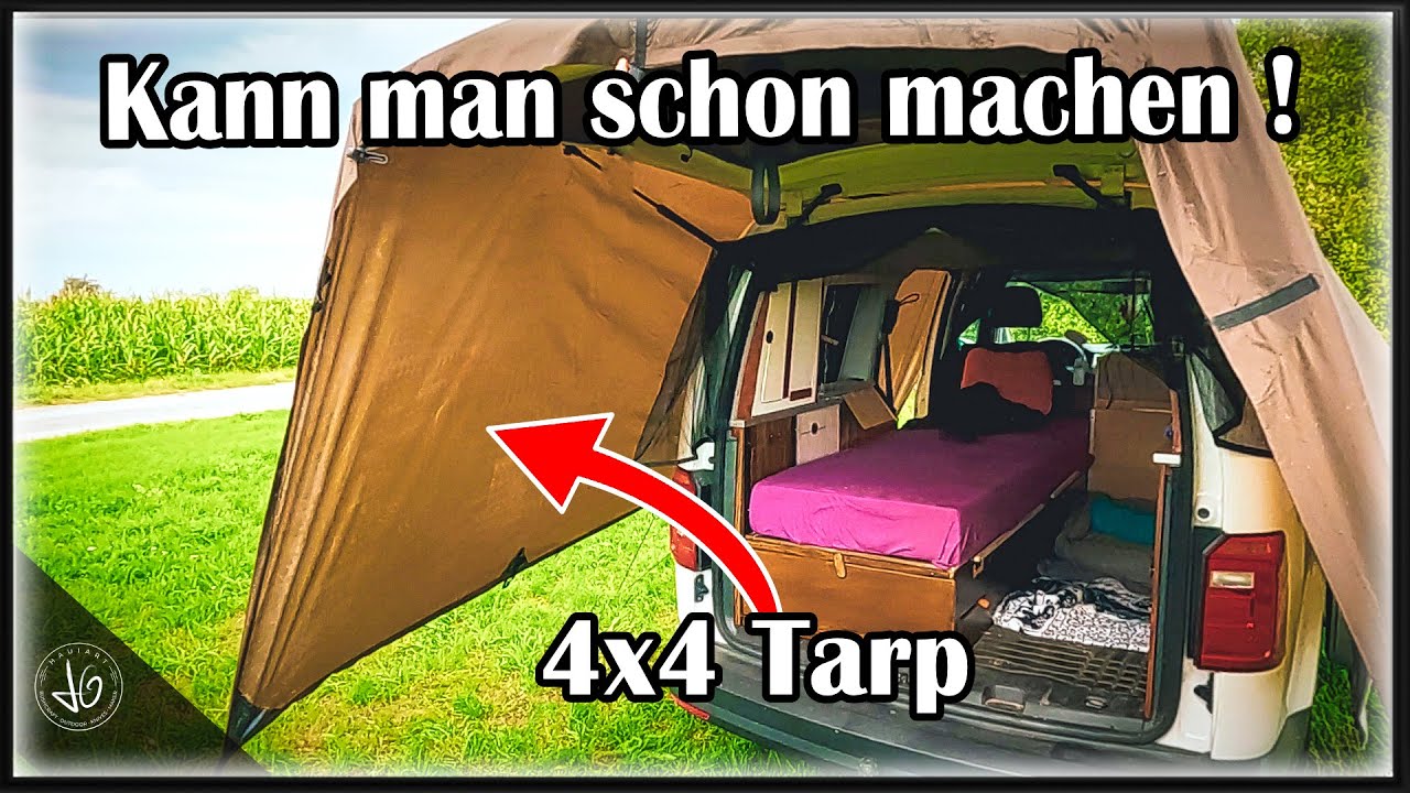 Bei Regen alle Türen offen lassen - Tarp als Rundum Schutz am Mini Camper