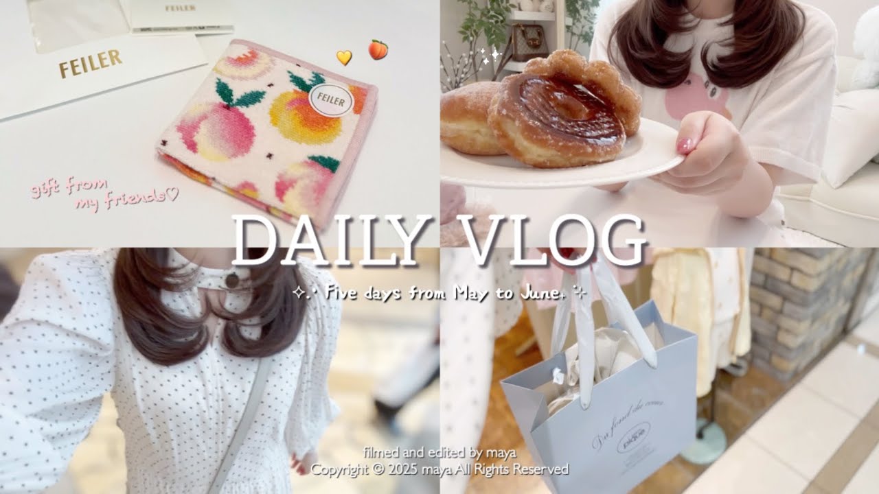vlog┊20代社会人の休日5日間˖ ࣪⊹ドーナツ三昧な日々🍩福岡グルメ,フェイラー,シル活,友人とお泊まり🌼🤍