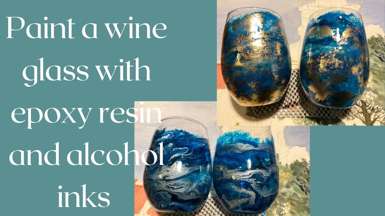 How to paint a wine glass with resin and alcohol inks on your cup or tumbler turner #ksresin