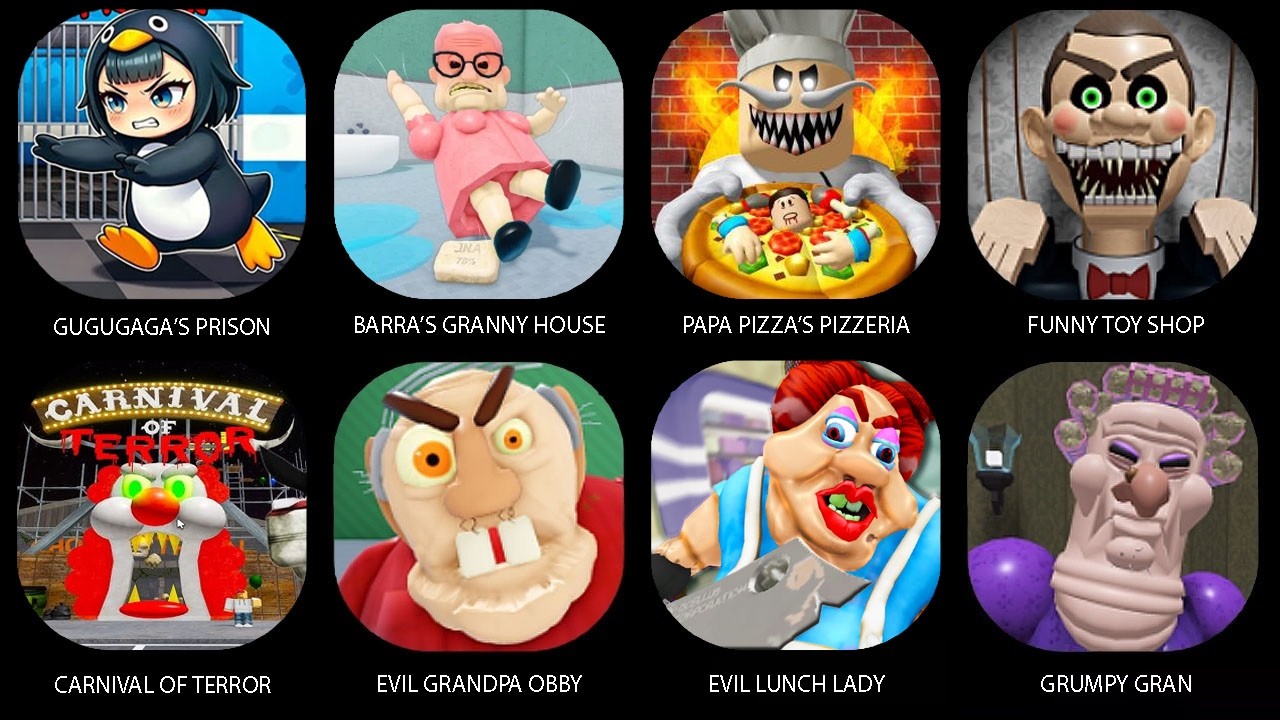 ROBLOX: ESCAPE EVIL LUNCH LADY,BARRA'S GRANNY HOUSE SCARY,GUGUGAGA'S PRISON RUN! Obby #roblox